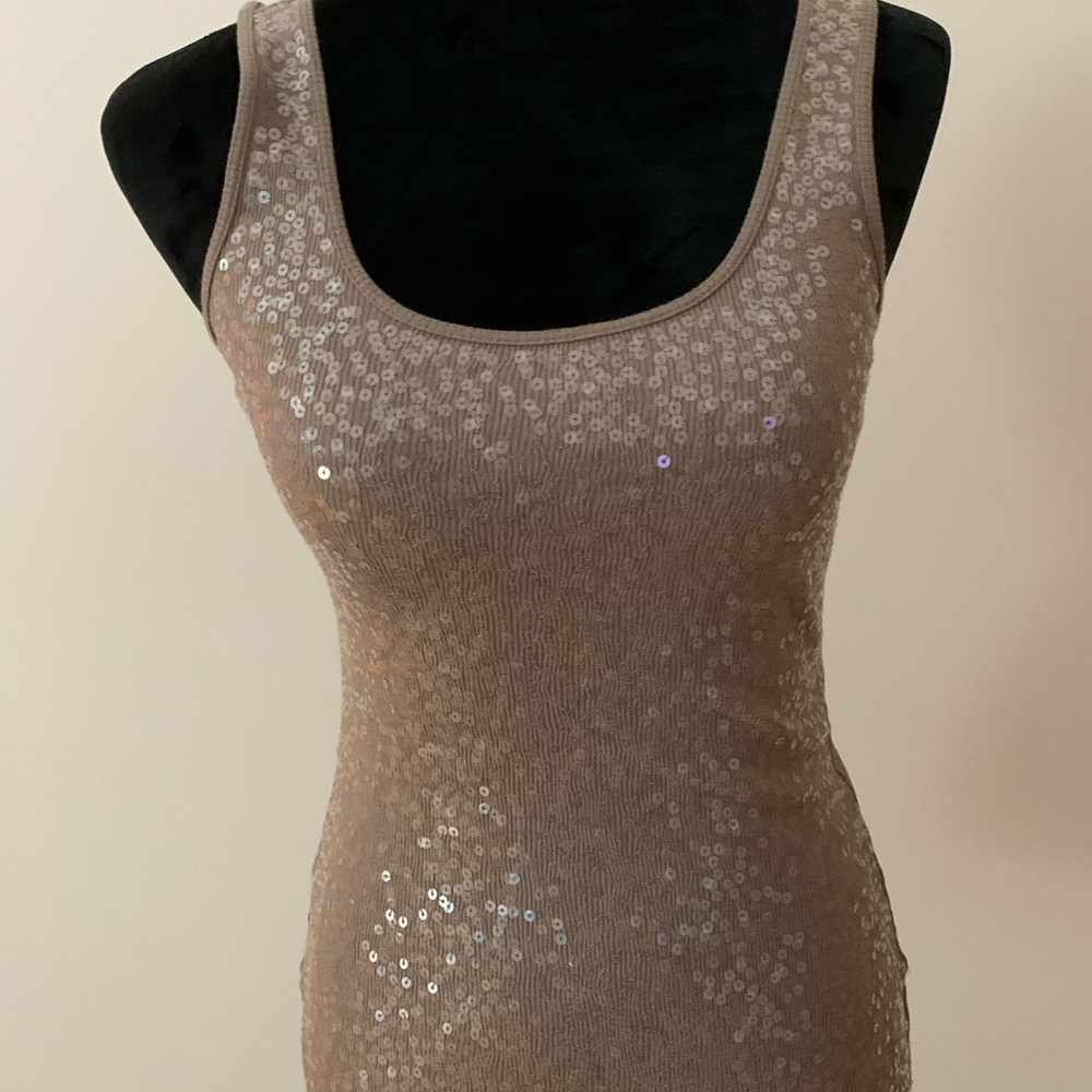 Express taupe sequined tank size xsmall